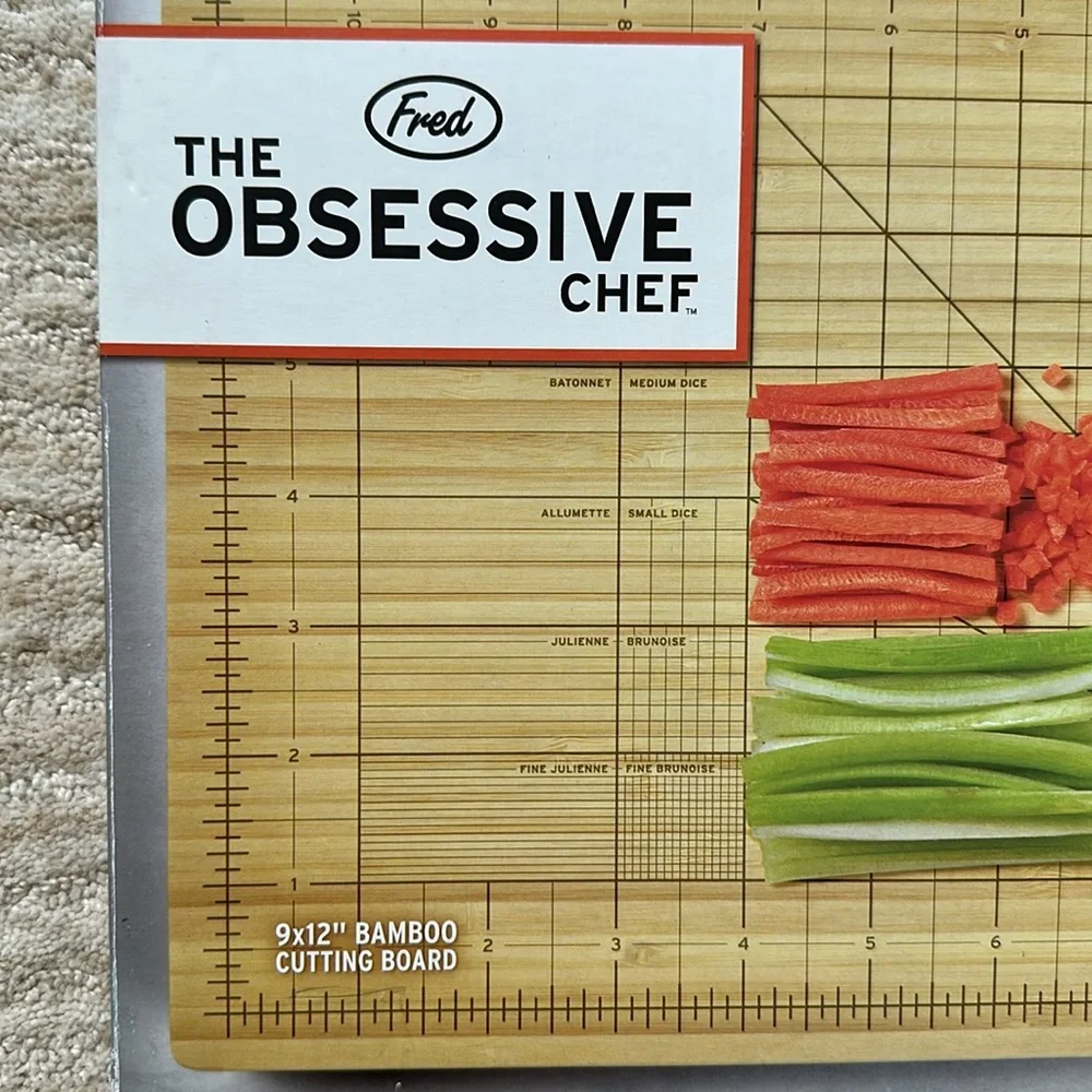 Fred OBSESSIVE CHEF Cutting Board Bamboo Cutting Board 9” x 12”